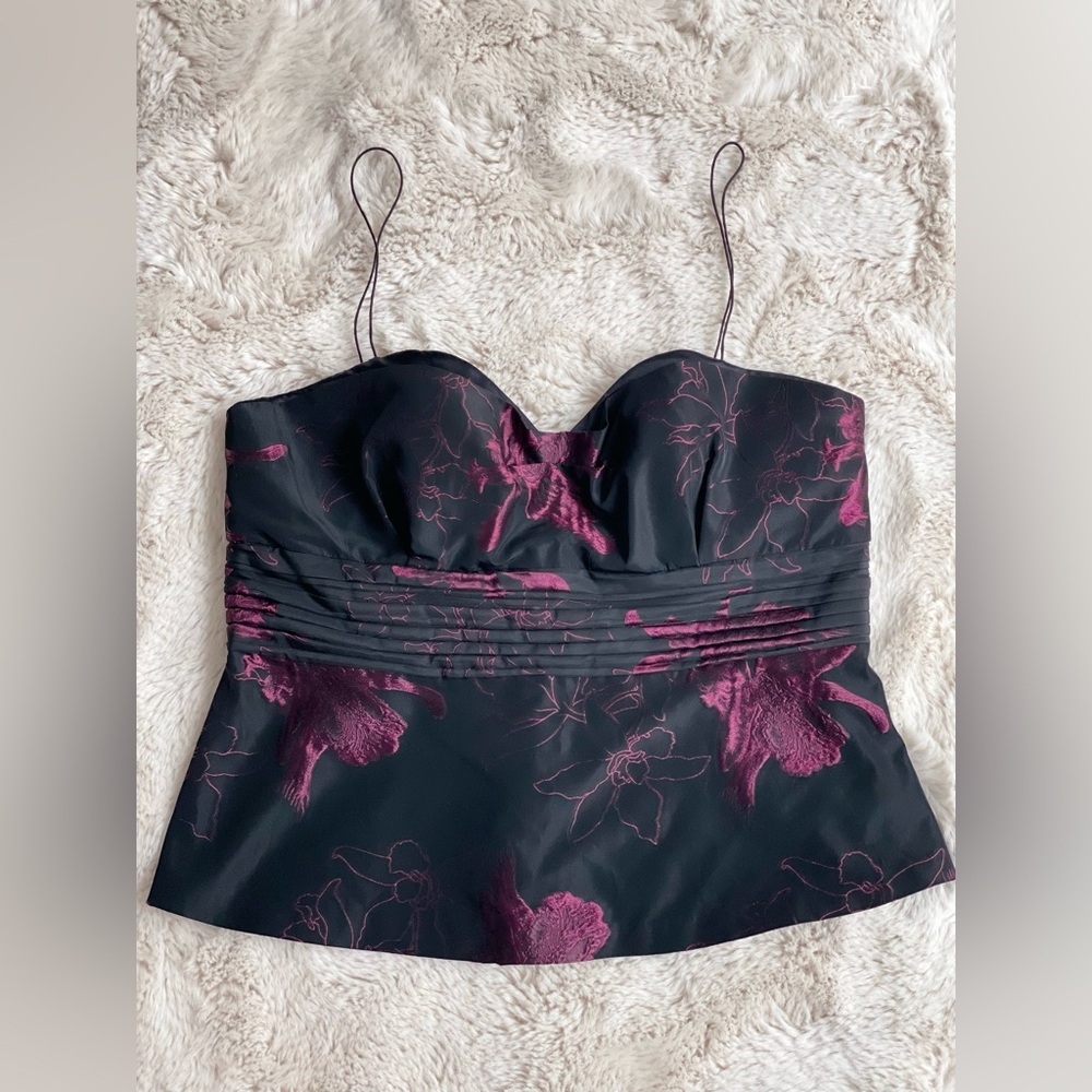 NWT Elie Tahari Romana Bustier - Black and Plumberry